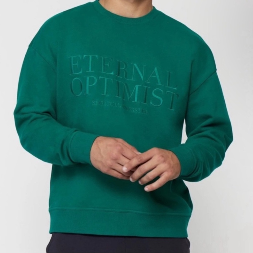 Spiritual Gangster Sweater Pullover Men's Small Eternal Optimist Green Terry